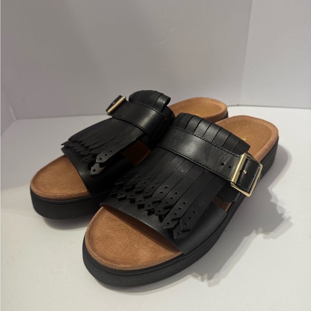 Vionic Black Fringe Sandals